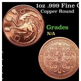 1oz .999 Fine Copper Bullion Round - Inflation Is