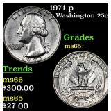 1971-p Washington Quarter 25c Grades GEM+ Unc