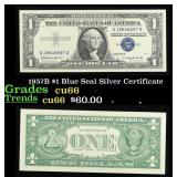 1957B $1 Blue Seal Silver Certificate Grades Gem+