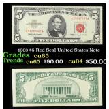 1963 $5 Red Seal United States Note Grades Gem CU