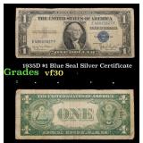 1935D $1 Blue Seal Silver Certificate Grades vf++