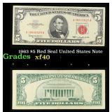 1963 $5 Red Seal United States Note Grades xf