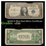 1935D $1 Blue Seal Silver Certificate Grades vf++