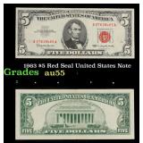 1963 $5 Red Seal United States Note Grades Choice