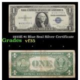 1935E $1 Blue Seal Silver Certificate Grades vf++