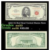 1963 $5 Red Seal United States Note Grades Select