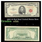 1963 $5 Red Seal United States Note Grades vf++