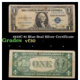 1935C $1 Blue Seal Silver Certificate Grades vf++