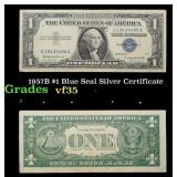 1957B $1 Blue Seal Silver Certificate Grades vf++