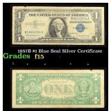 1957B $1 Blue Seal Silver Certificate Grades f+