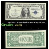 1957B $1 Blue Seal Silver Certificate Grades Gem C
