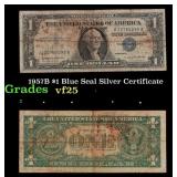 1957B $1 Blue Seal Silver Certificate Grades vf+