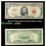 1963 $5 Red Seal United States Note Grades xf