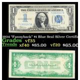 1934 $1 Blue Seal Silver Certificate Grades vf++