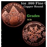 1oz .999 Fine Copper Bullion Round -Let It Snow St