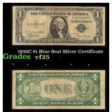 1935C $1 Blue Seal Silver Certificate Grades vf+