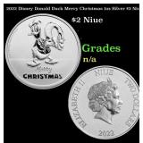 2022 Disney Donald Duck Merry Christmas 1oz Silver
