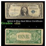 1935A $1 Blue Seal Silver Certificate Grades vf+