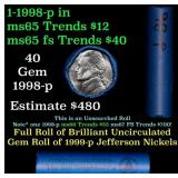 BU Shotgun Jefferson 5c roll, 1998-p 40 pcs Bank $