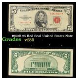 1953B $5 Red Seal United States Note Grades vf++