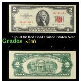 1953B $2 Red Seal United States Note Grades xf