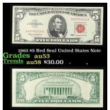 1963 $5 Red Seal United States Note Grades Select