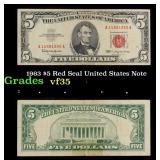 1963 $5 Red Seal United States Note Grades vf++