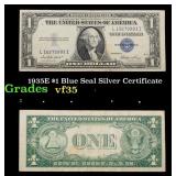 1935E $1 Blue Seal Silver Certificate Grades vf++