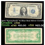 1934 $1 Blue Seal Silver Certificate Grades vf++