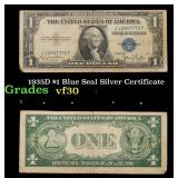 1935D $1 Blue Seal Silver Certificate Grades vf++