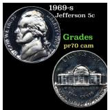 1969-s Proof Jefferson Nickel 5c Grades Perfection
