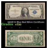 1935D $1 Blue Seal Silver Certificate Grades vf++