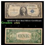 1935D $1 Blue Seal Silver Certificate Grades vf+