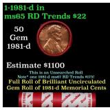 BU Shotgun Lincoln 1c roll, 1981-d 50 pcs Dunbar W