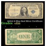 1935A $1 Blue Seal Silver Certificate Grades vf+