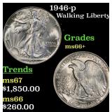 1946-p Walking Liberty Half Dollar 50c Grades GEM+