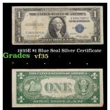 1935E $1 Blue Seal Silver Certificate Grades vf++