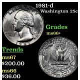 1981-d Washington Quarter 25c Grades GEM++ Unc