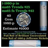 BU Shotgun Jefferson 5c roll, 1981-p 40 pcs Bank $