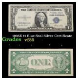 1935E $1 Blue Seal Silver Certificate Grades vf++