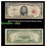 1963 $5 Red Seal United States Note Grades vf++