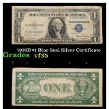1935D $1 Blue Seal Silver Certificate Grades vf++