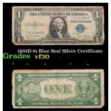 1935D $1 Blue Seal Silver Certificate Grades vf++