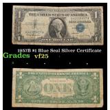 1957B $1 Blue Seal Silver Certificate Grades vf+