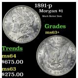 1891-p Morgan Dollar $1 Grades Select+ Unc