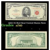 1963 $5 Red Seal United States Note Grades xf