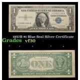 1957B $1 Blue Seal Silver Certificate Grades vf++
