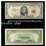 1963 $5 Red Seal United States Note Grades xf