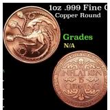 1oz .999 Fine Copper Bullion Round - Inflation Is