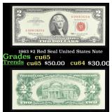 1963 $2 Red Seal United States Note Grades Gem CU